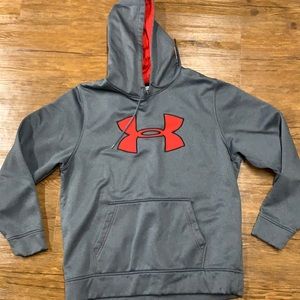 Men’s under armour hoodie gray with red logo size large